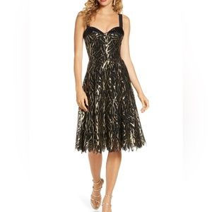 Dress The Population Corina Dress. Black & Gold. Size: XS.
